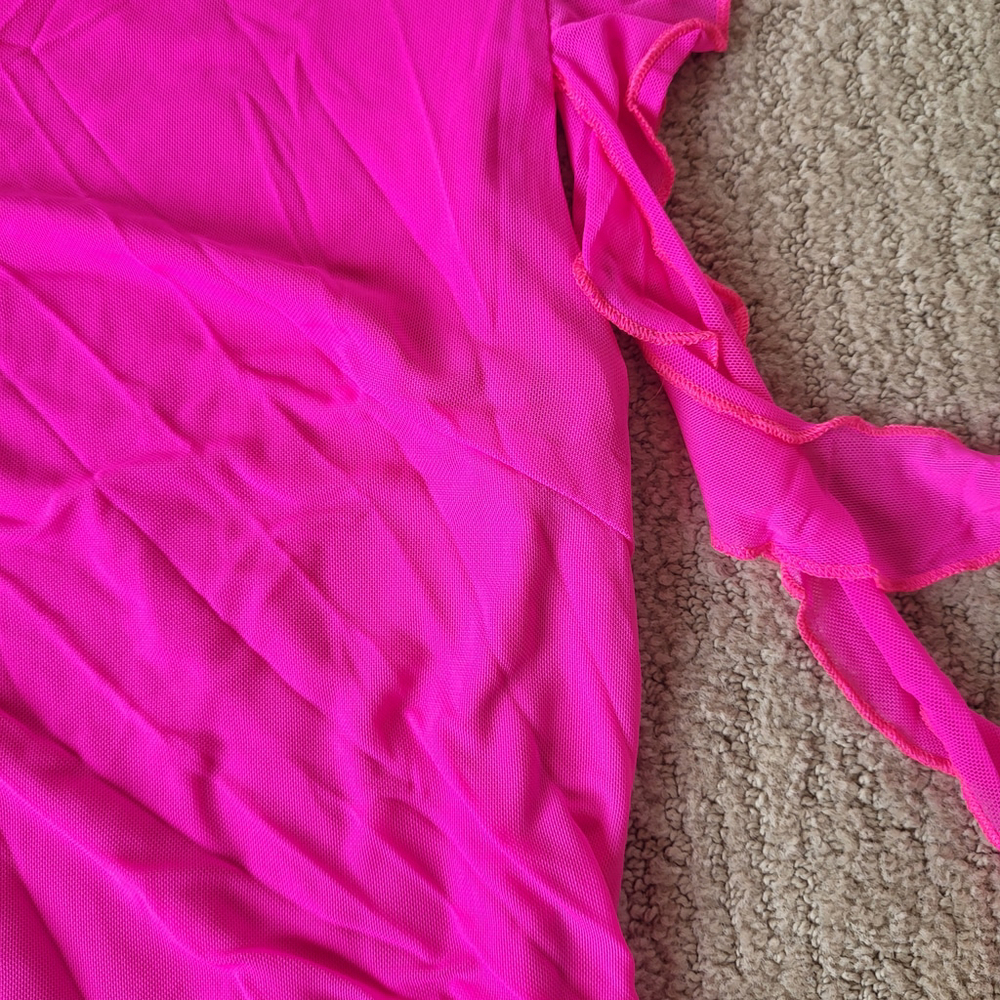 Women’s Sleeveless Ruffle Mini Bodycon Dress – Hot Pink – Size XL – NWOT - Picture 4 of 13